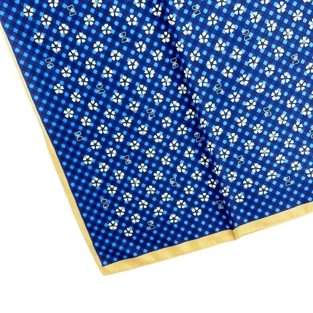 2/$30 NEW Blue Green Cream Tan Dot Flower Printed Silky Fashion Scarf